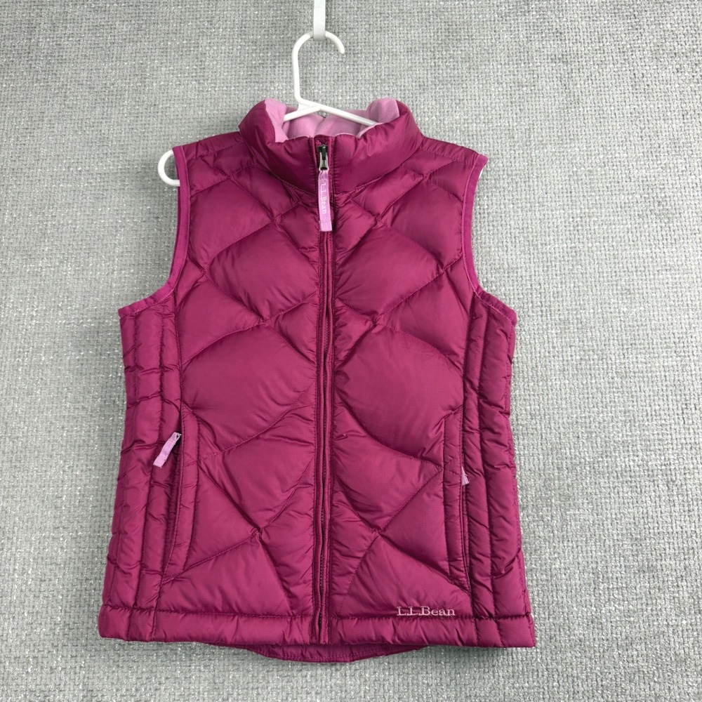 LL Bean Kids Trail Model Goose Down Quilted Down Vest Girls L 6X/7 Pink Puffer
